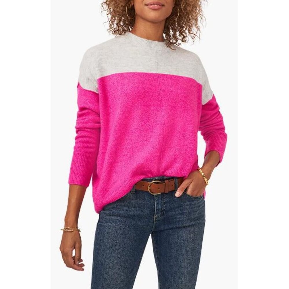 VINCE CAMUTO Women's Extended Shoulder Colorblock Sweater Size XL In Paradox